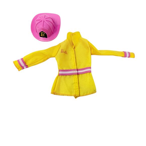 Barbie Other - Barbie Doll Firefighter Yellow Jacket With Pink Helmet Career Doll Clothes 2014